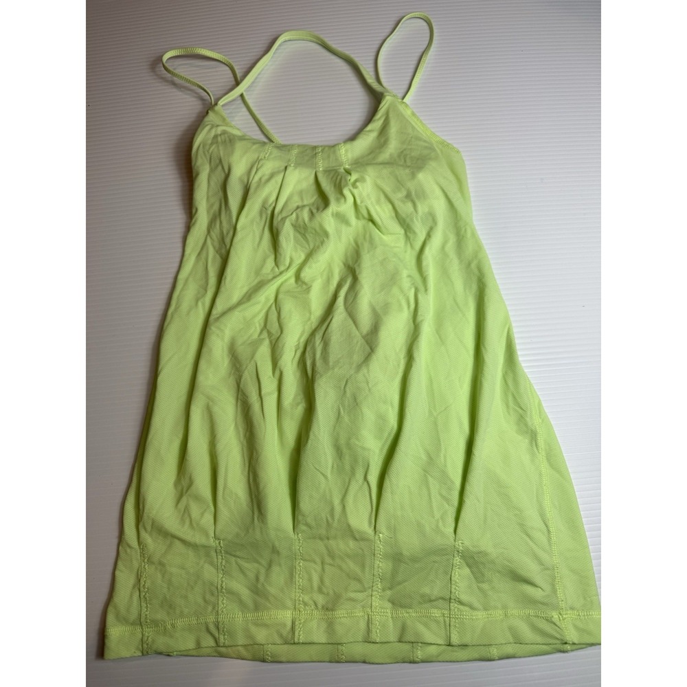Lululemon Size 6 Neon Green Athletic Tank Top Built-In Bra Activewear Stained